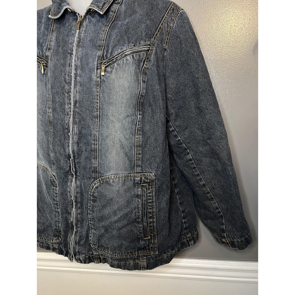 Giacca by Gallery Denim Jacket Womens 2X Blue Quilted Lined Zip Pockets - Picture 4 of 9